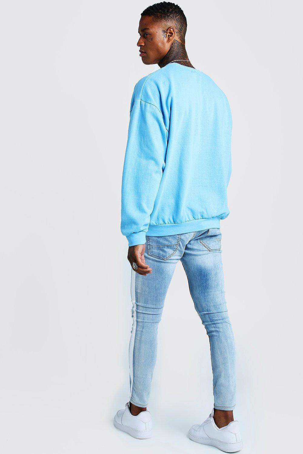 MAN Signature Oversized Washed Neon Sweatshirt boohoo