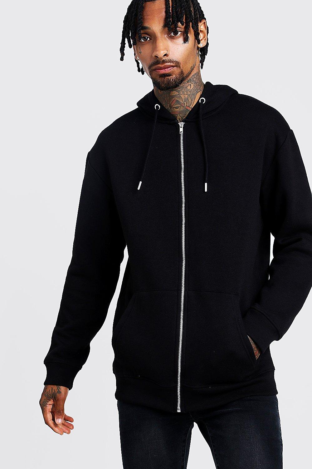 black longline zip hoodie