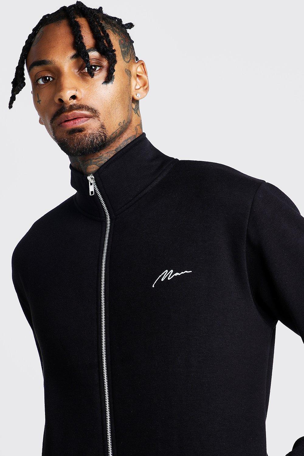 Mens zip discount through funnel neck