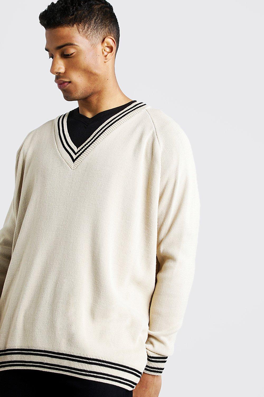 White v neck jumper on sale mens