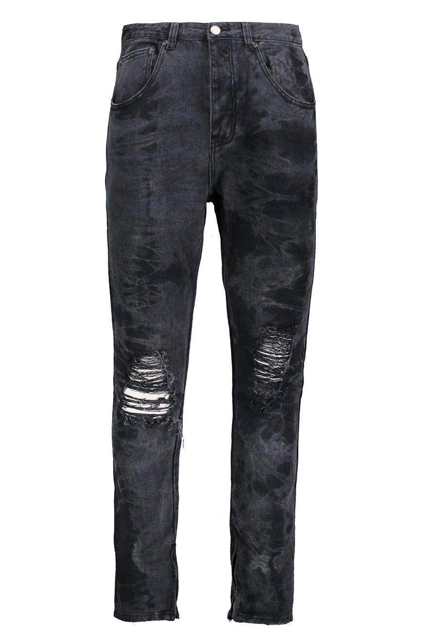 Distressed Zipper Ankle Skinny Jeans