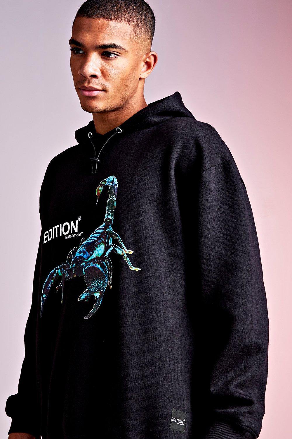 MAN Design Hoodie With Front Back Print Detail