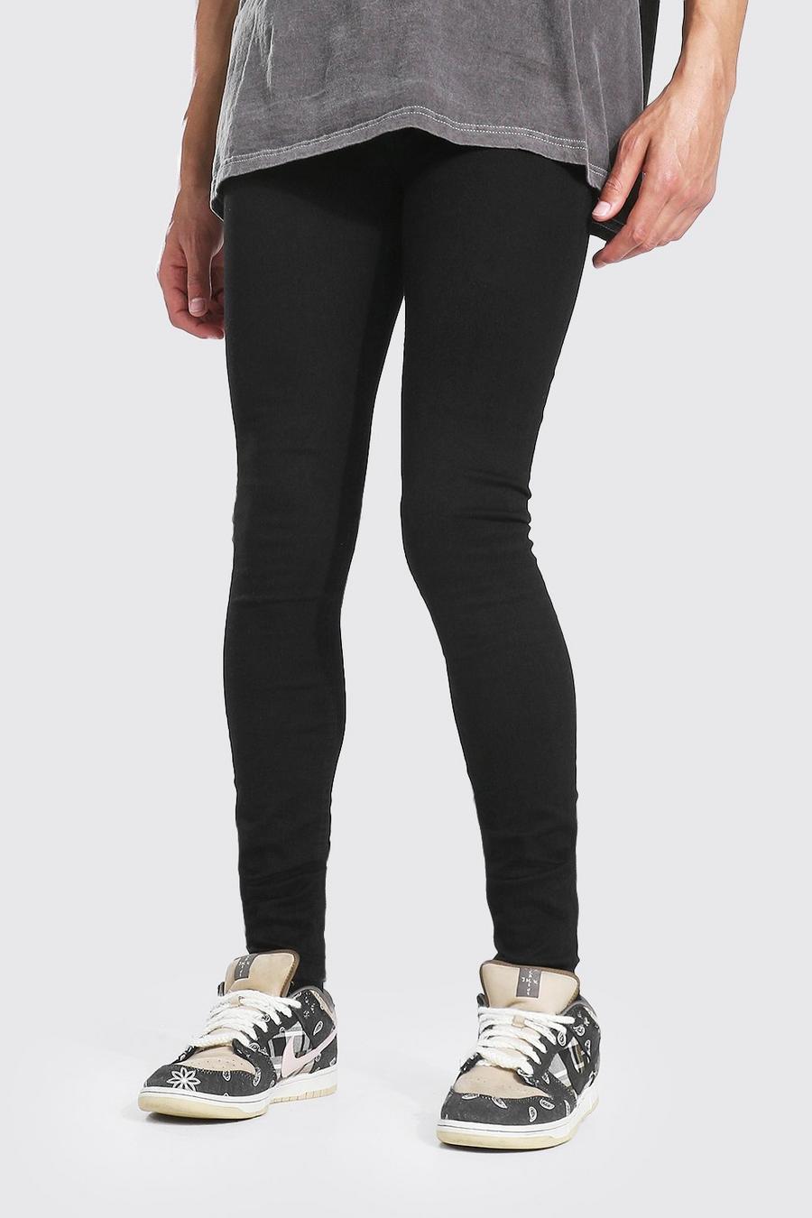 שחור אמיתי מכנסי ג'ינס סופר סקיני לגברים גבוהים image number 1