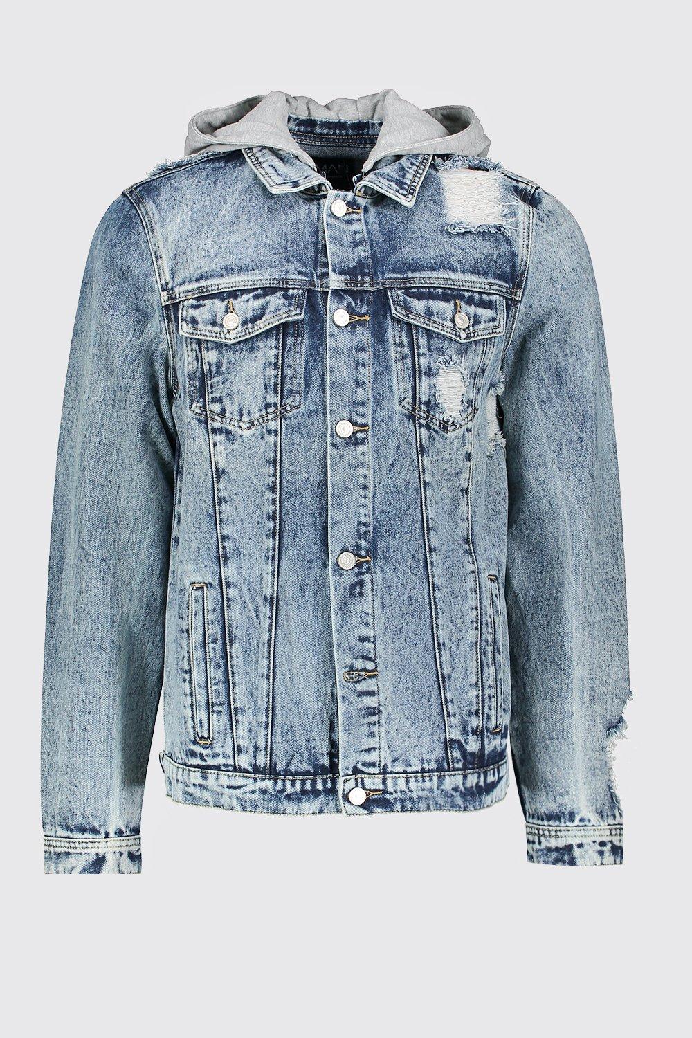 denim jacket with removable hood