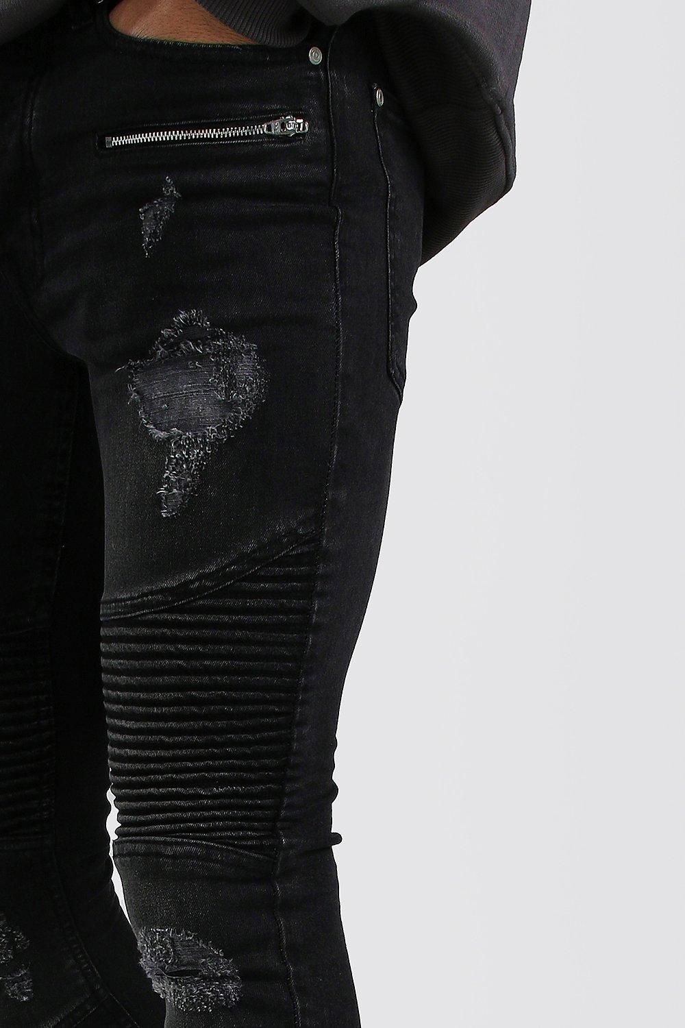 biker jeans with zips