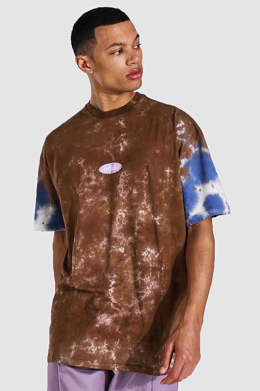 Brown Tall Oversized Worldwide Tie Dye T-shirt image number 1