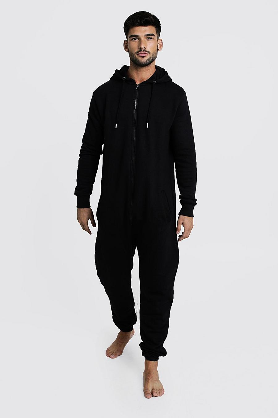 Black Onesie med huva och dragkedja image number 1