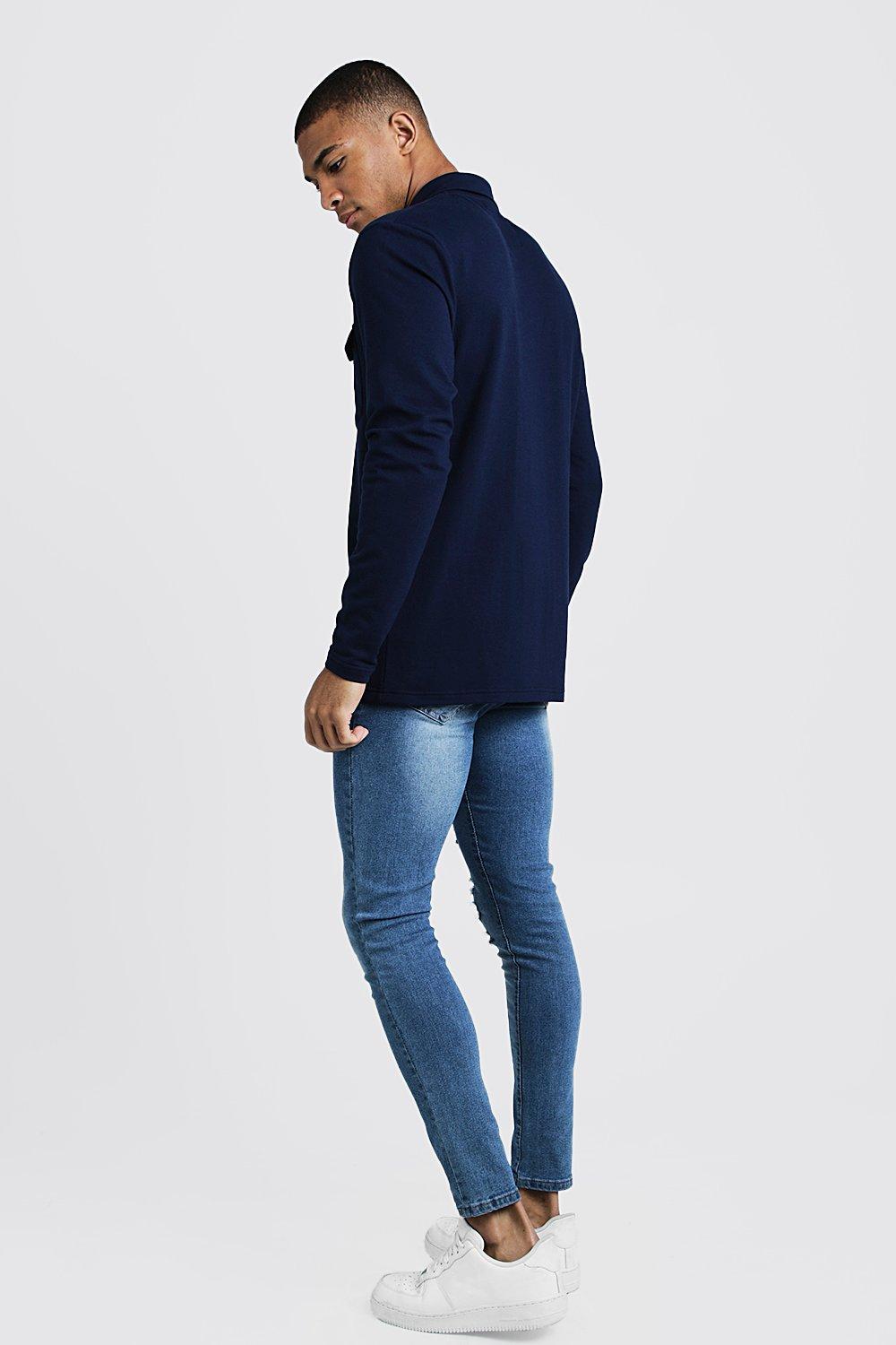 Muscle Fit Jersey Utility Shacket boohoo NO