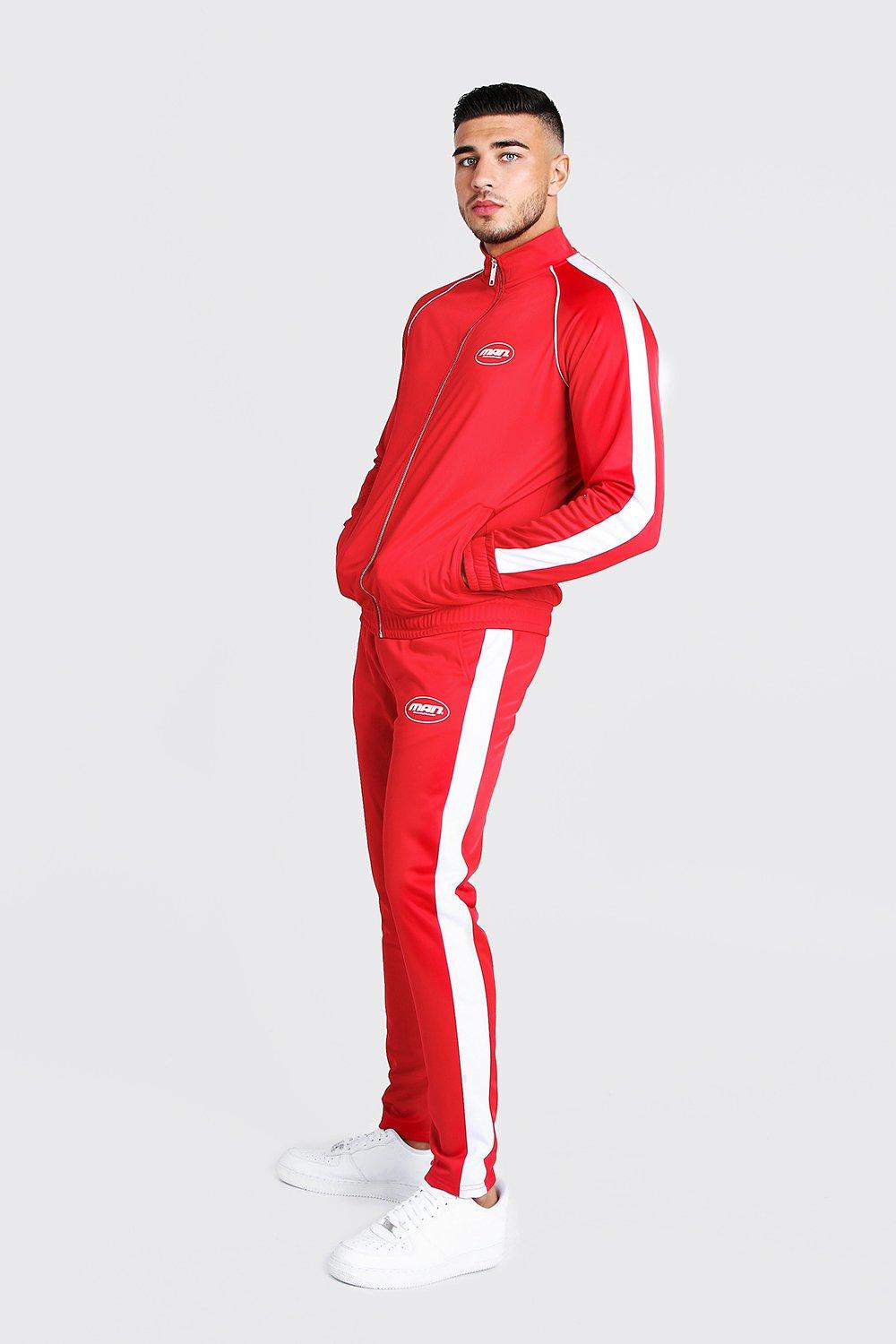 boohoo mens red tracksuit