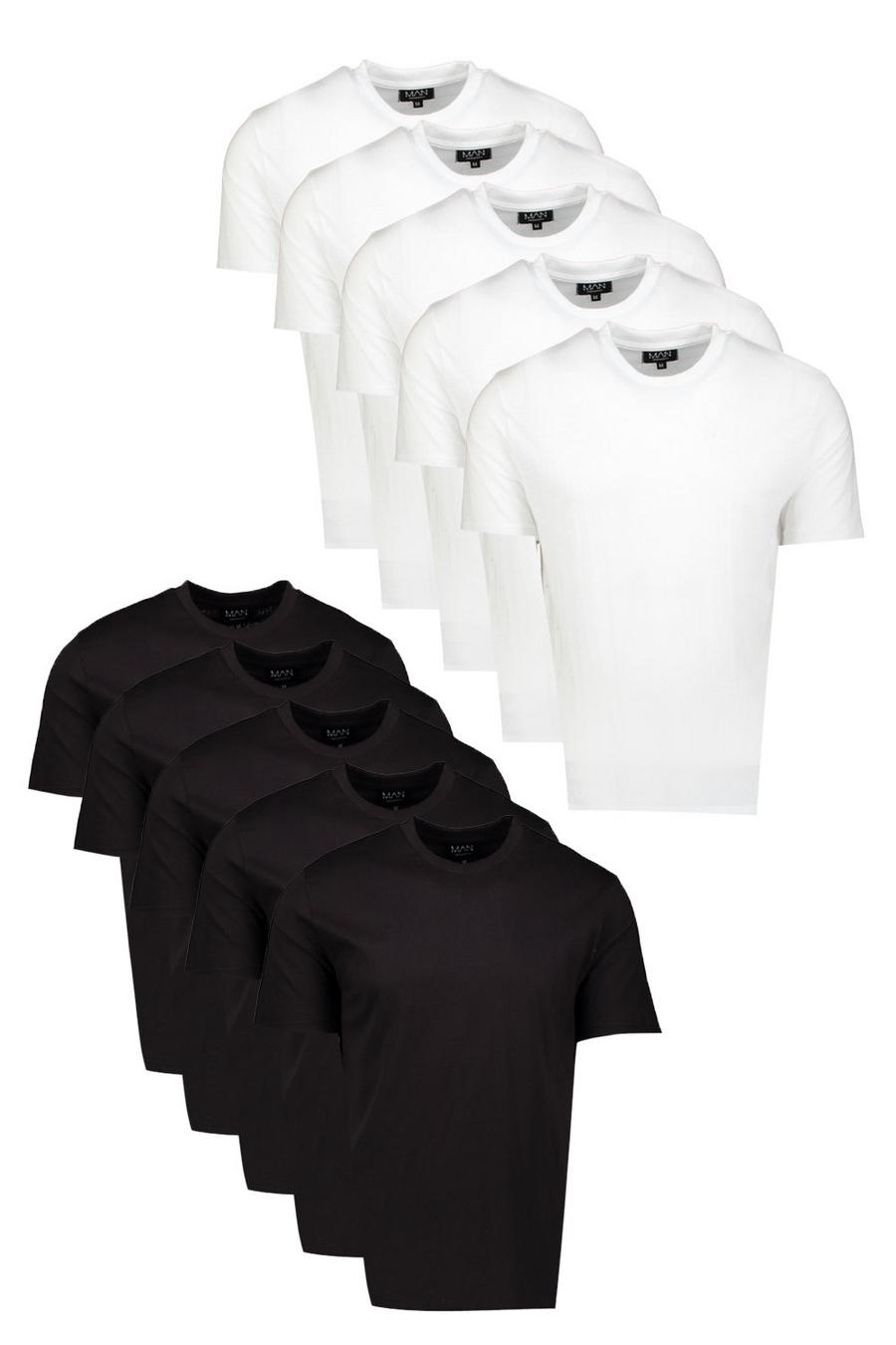 10er-Pack schlichte T-Shirts mit Rundhalsausschnitt, Mehrfarbig image number 1