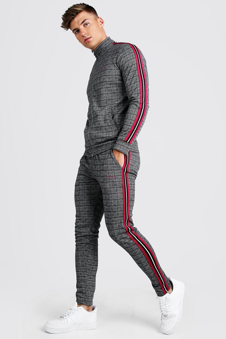 Raspberry MAN Signature Skinny Fit Jacquard Tracksuit With Tape image number 1