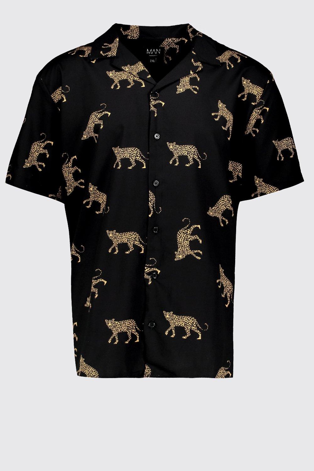 cheetah collar shirt