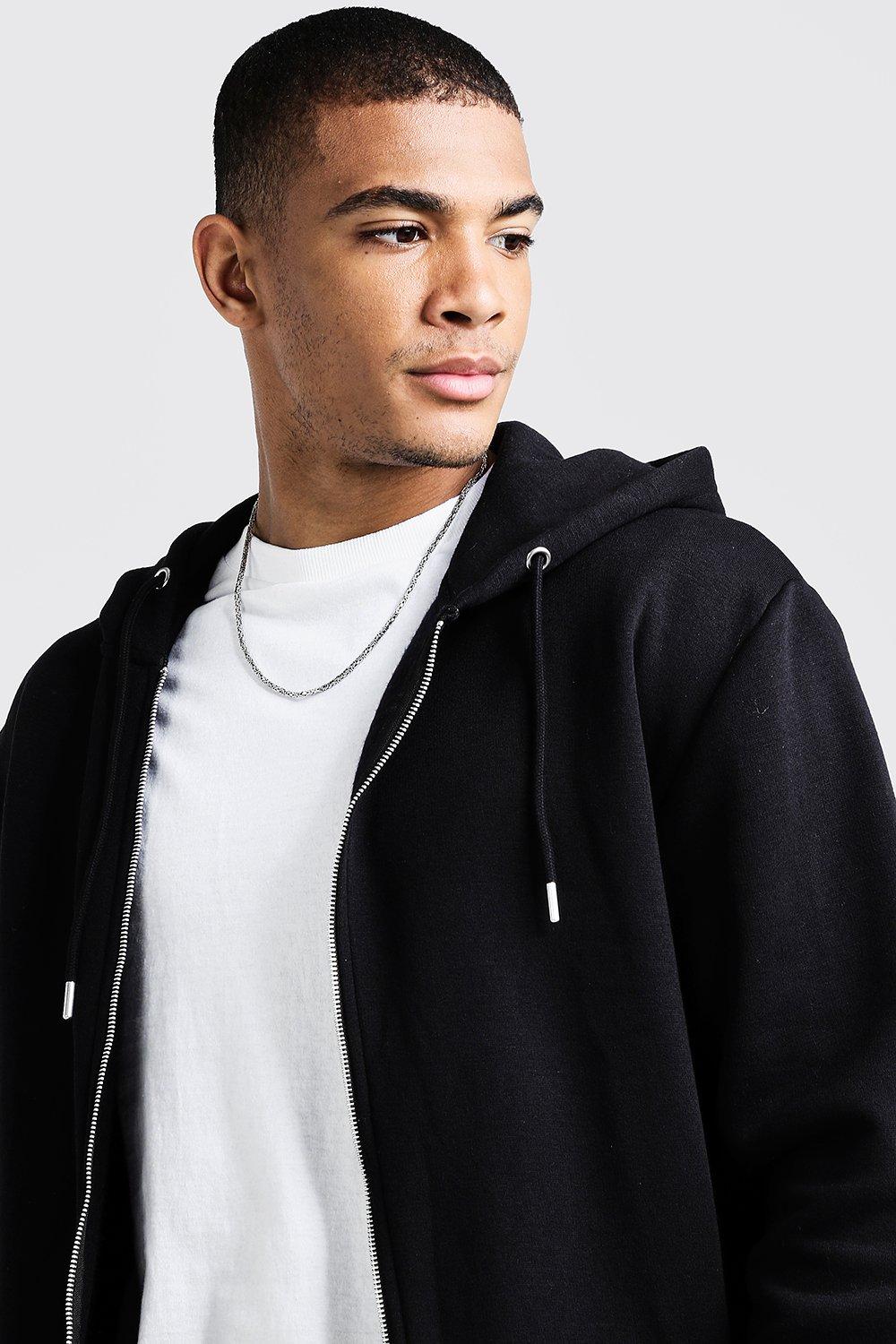 Longline zip discount up hoodie mens