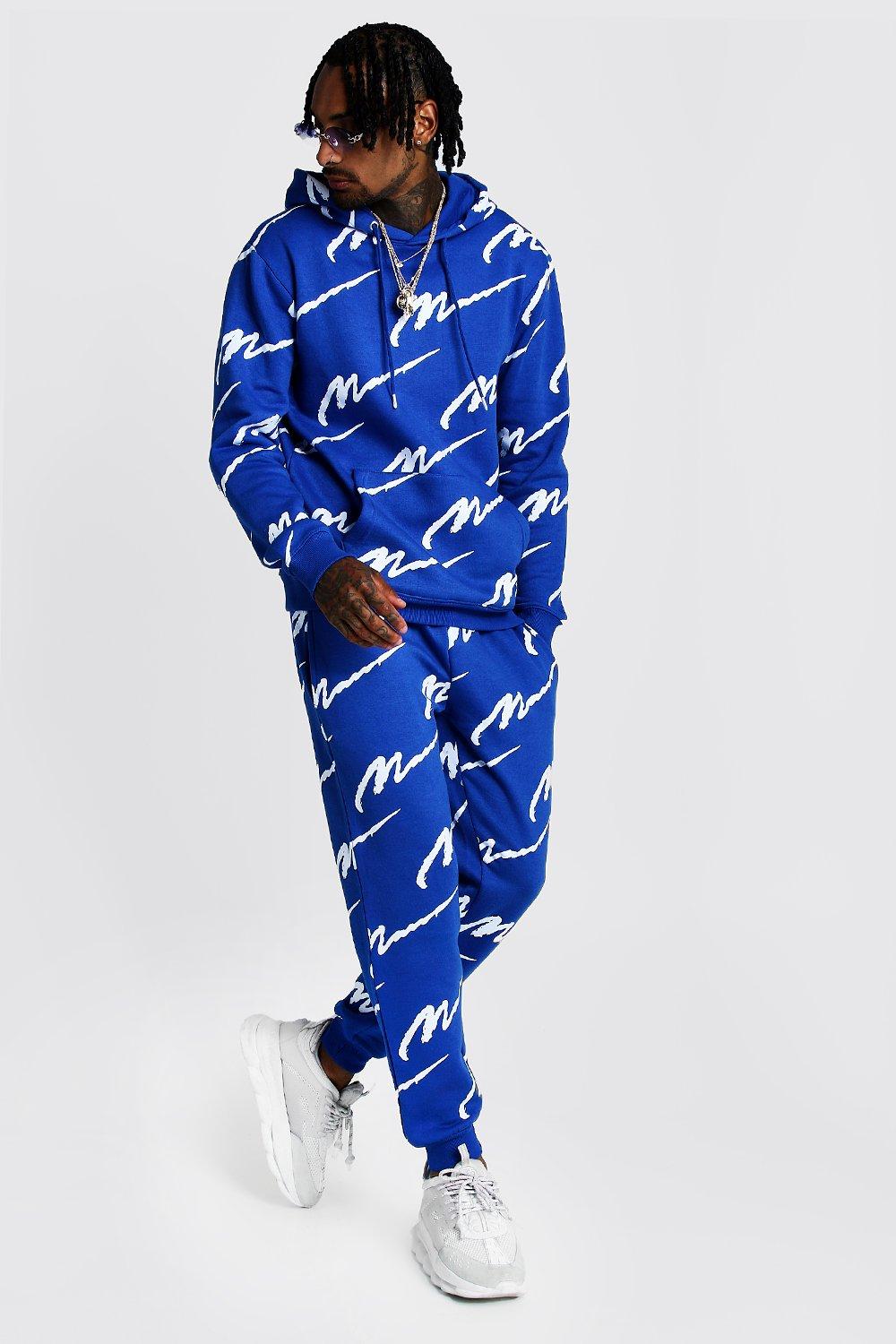 All Over MAN Print Hooded Tracksuit