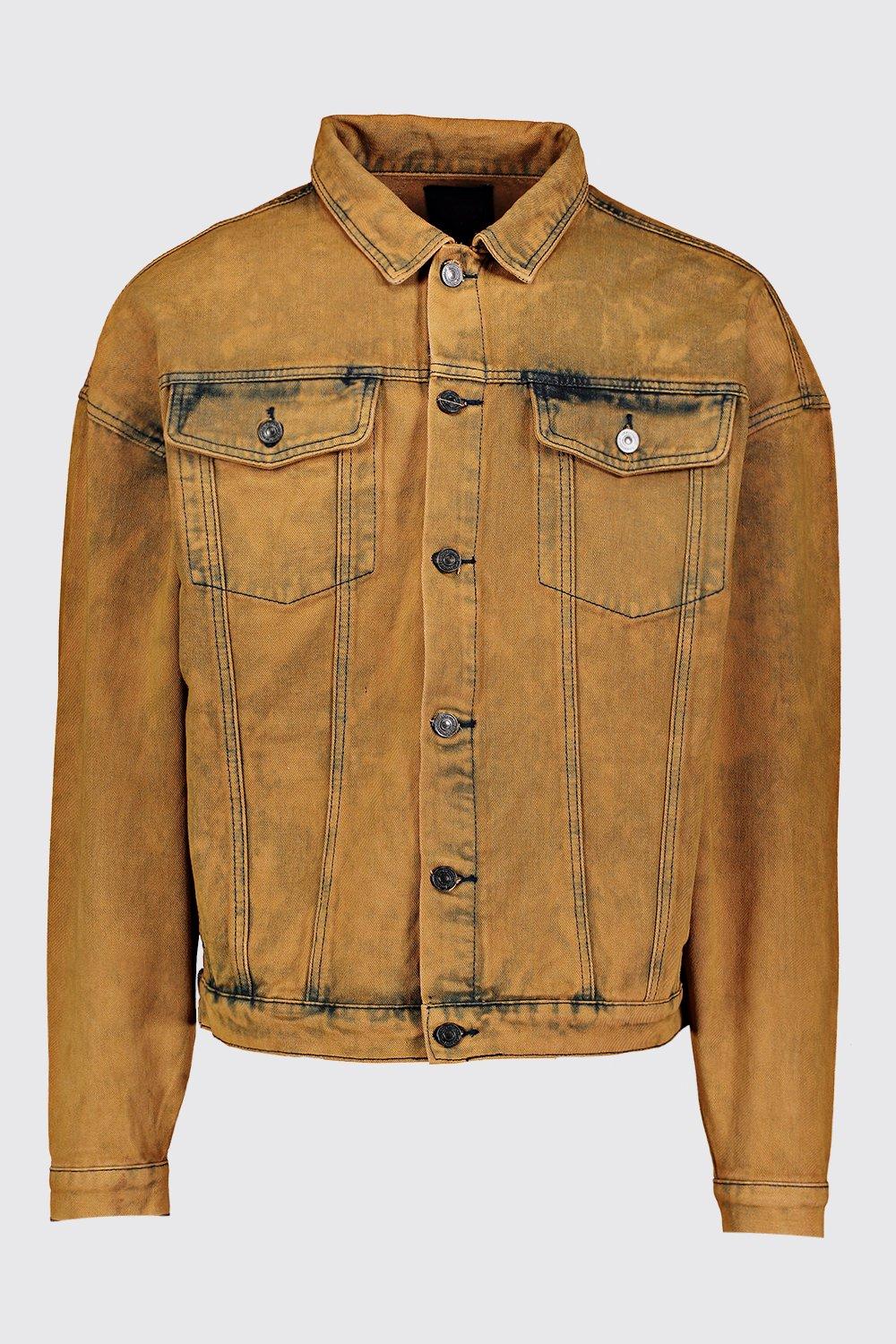 Men's Drop Shoulder Oversized Denim Jacket In Acid Wash | boohoo