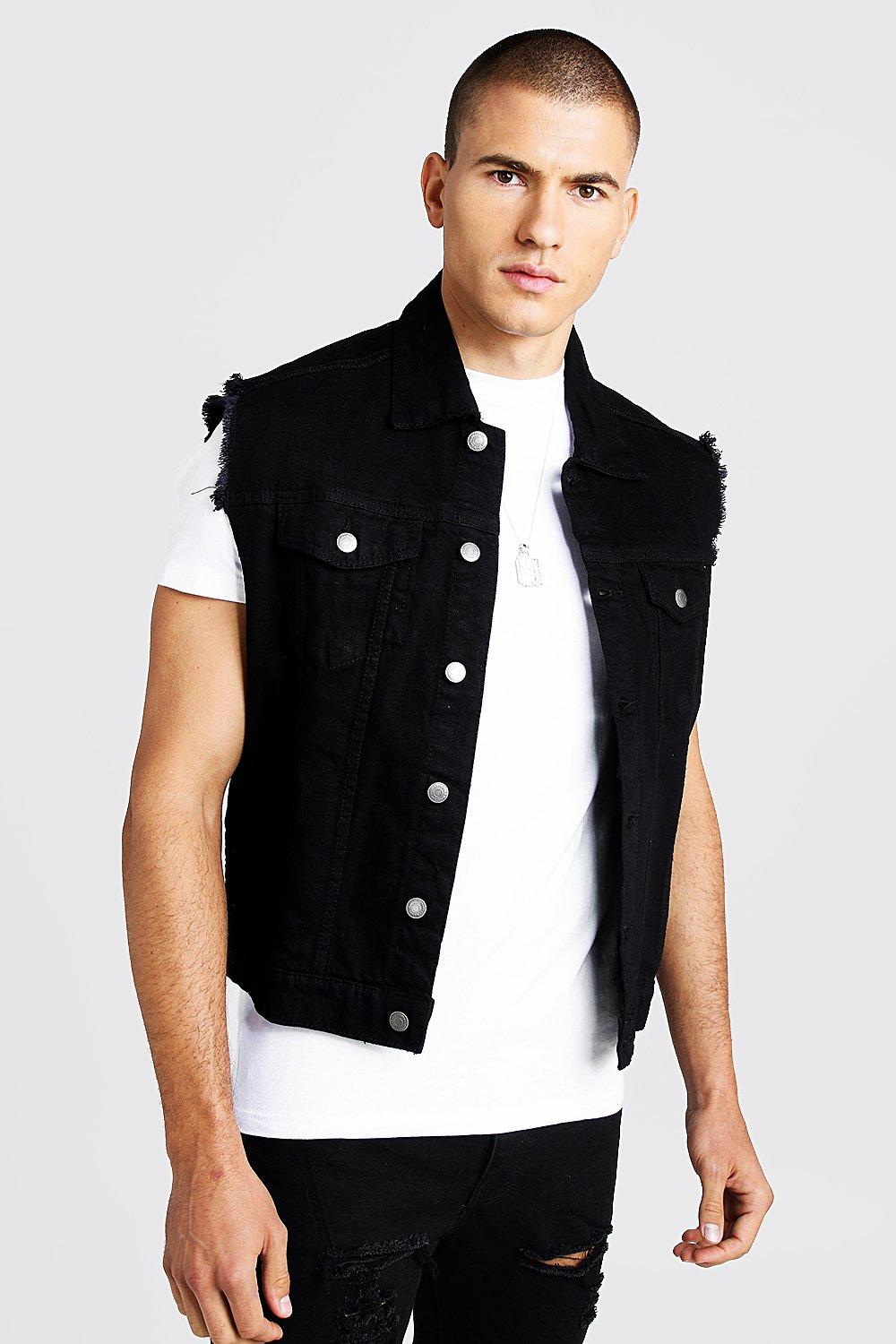 sleeveless jean jacket mens