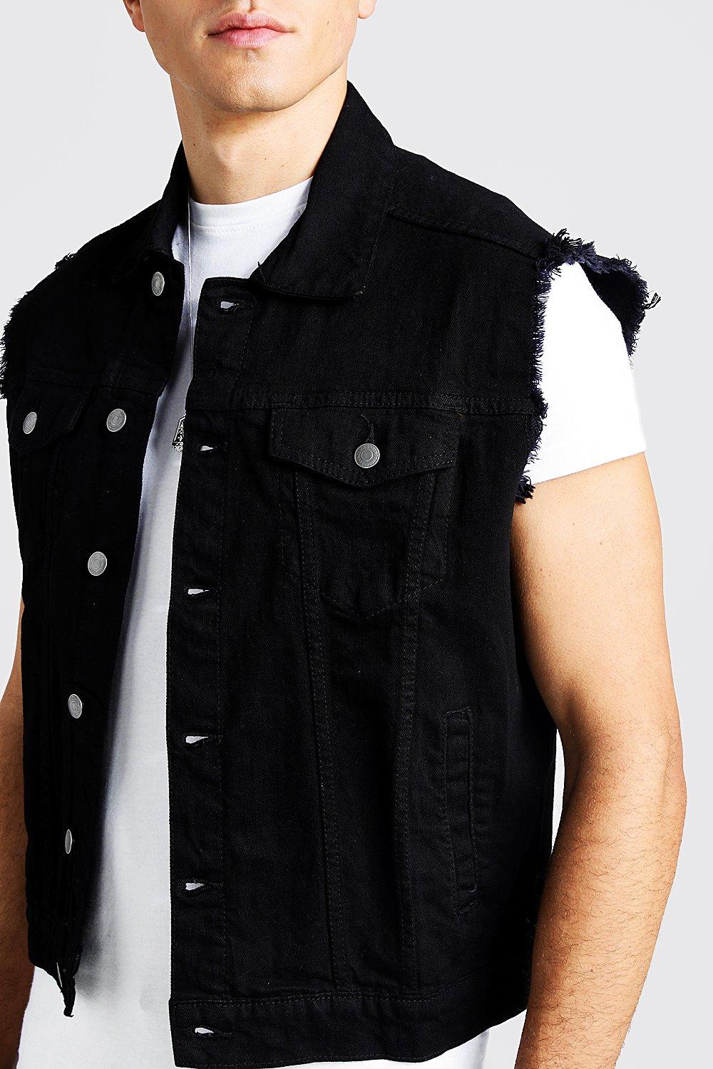 black jean jacket sleeveless