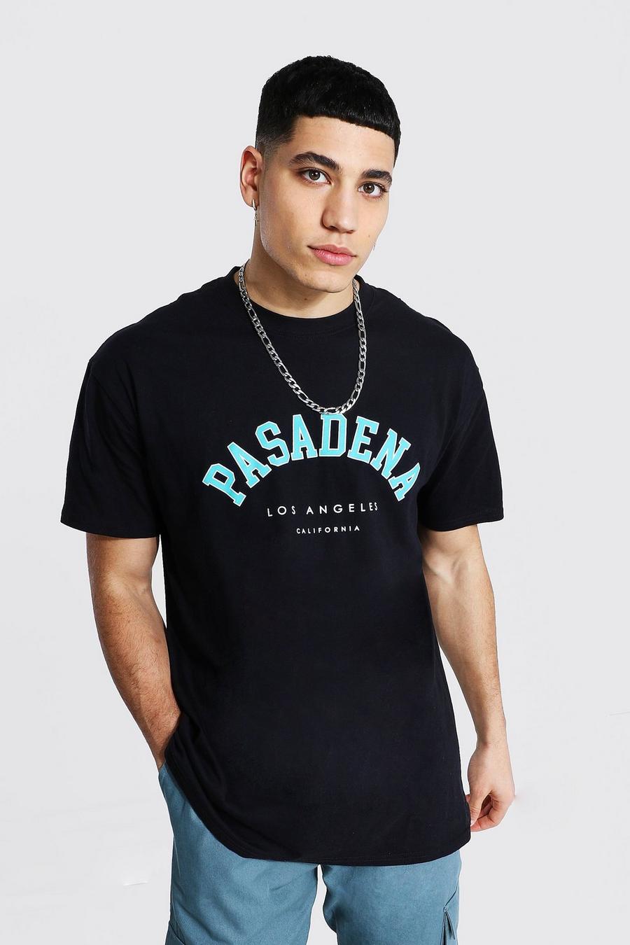 T-shirt oversize con stampa Pasadena in stile varsity, Nero image number 1