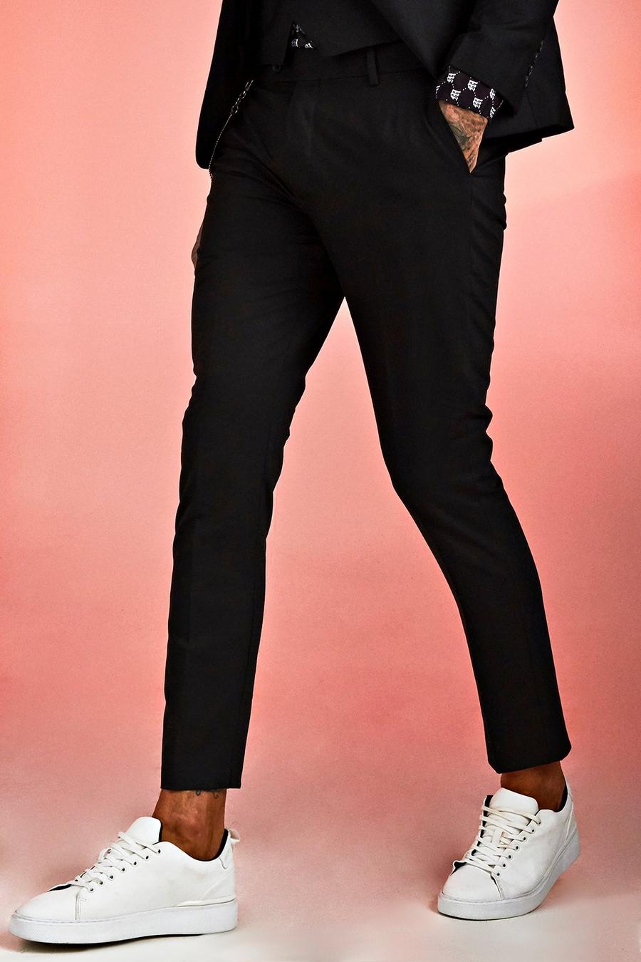 Black Skinny Fit Plain Suit Pants image number 1