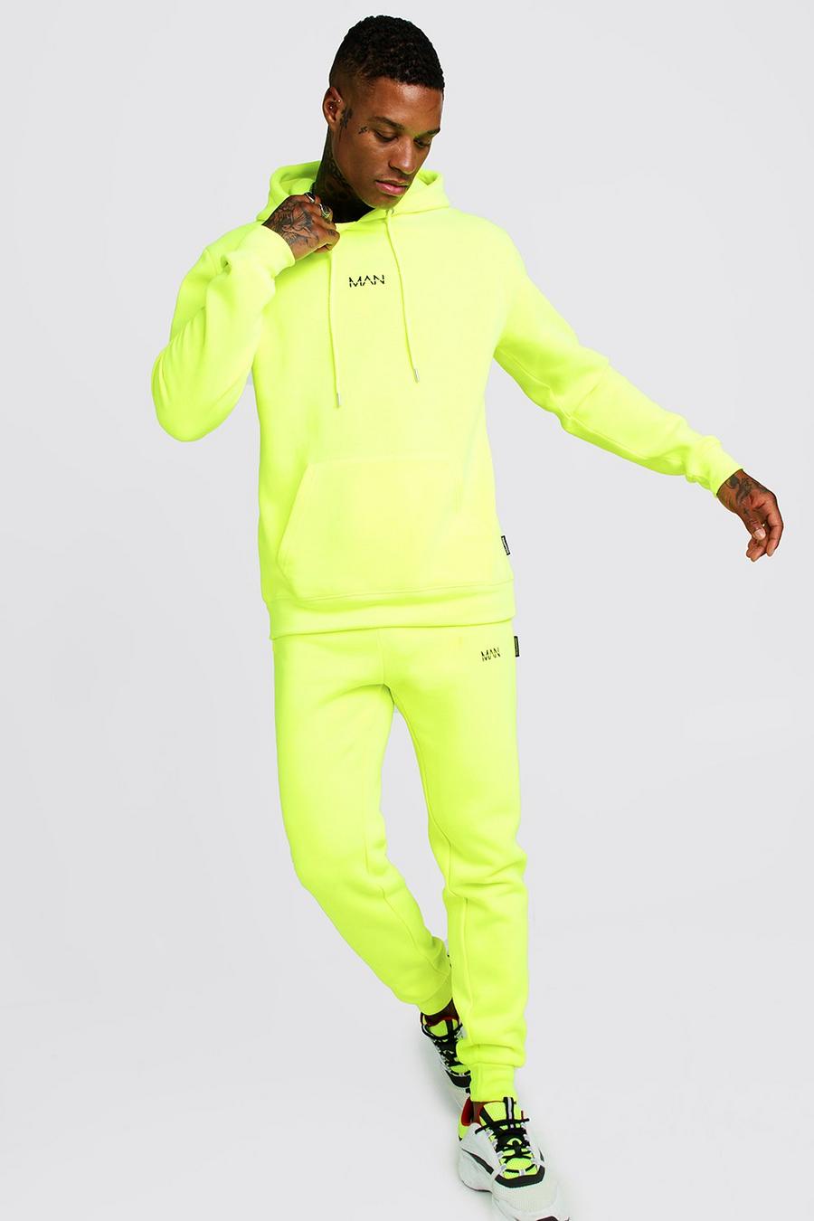 Original MAN Neon-Trainingsanzug mit Kapuze und Lasche, Neon-gelb image number 1