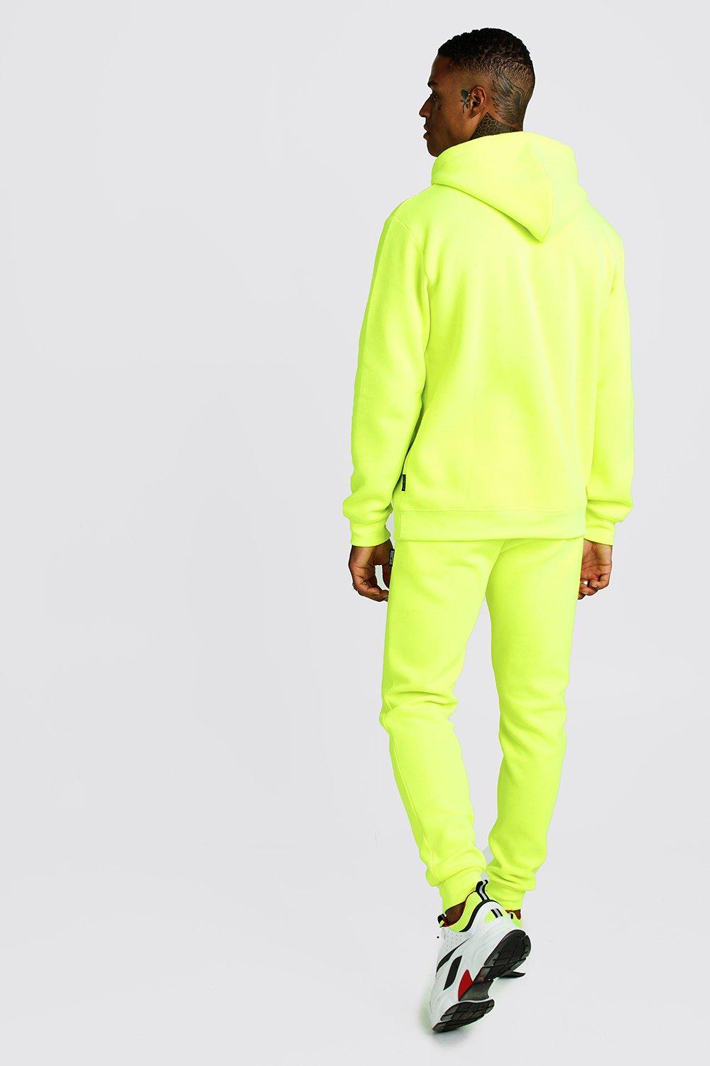 Original MAN Neon Hooded Tracksuit With Tab boohoo