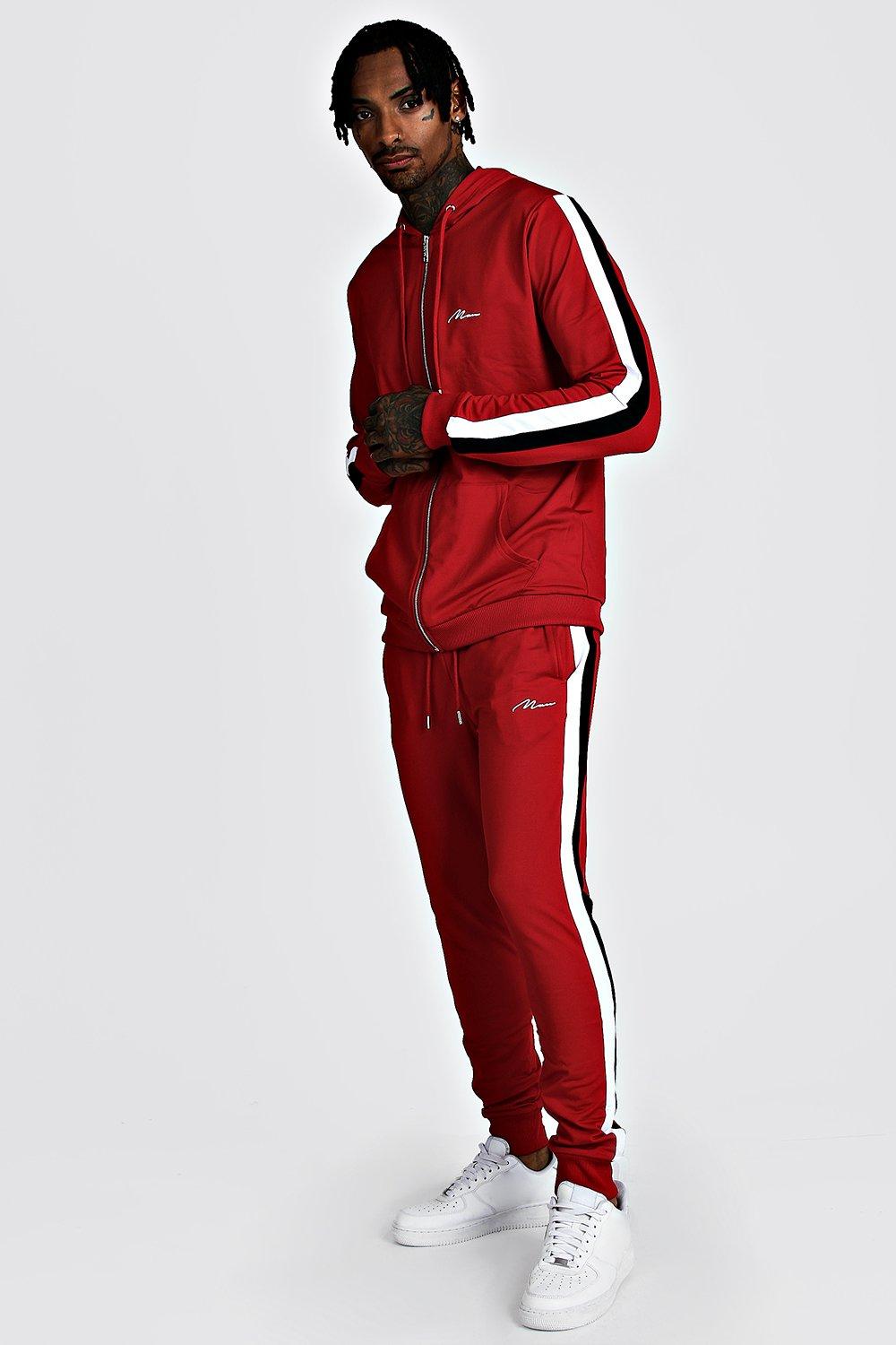 red boohoo tracksuit