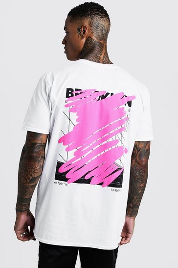 MAN Oversized Graffiti Back Print T-Shirt | Boohoo UK