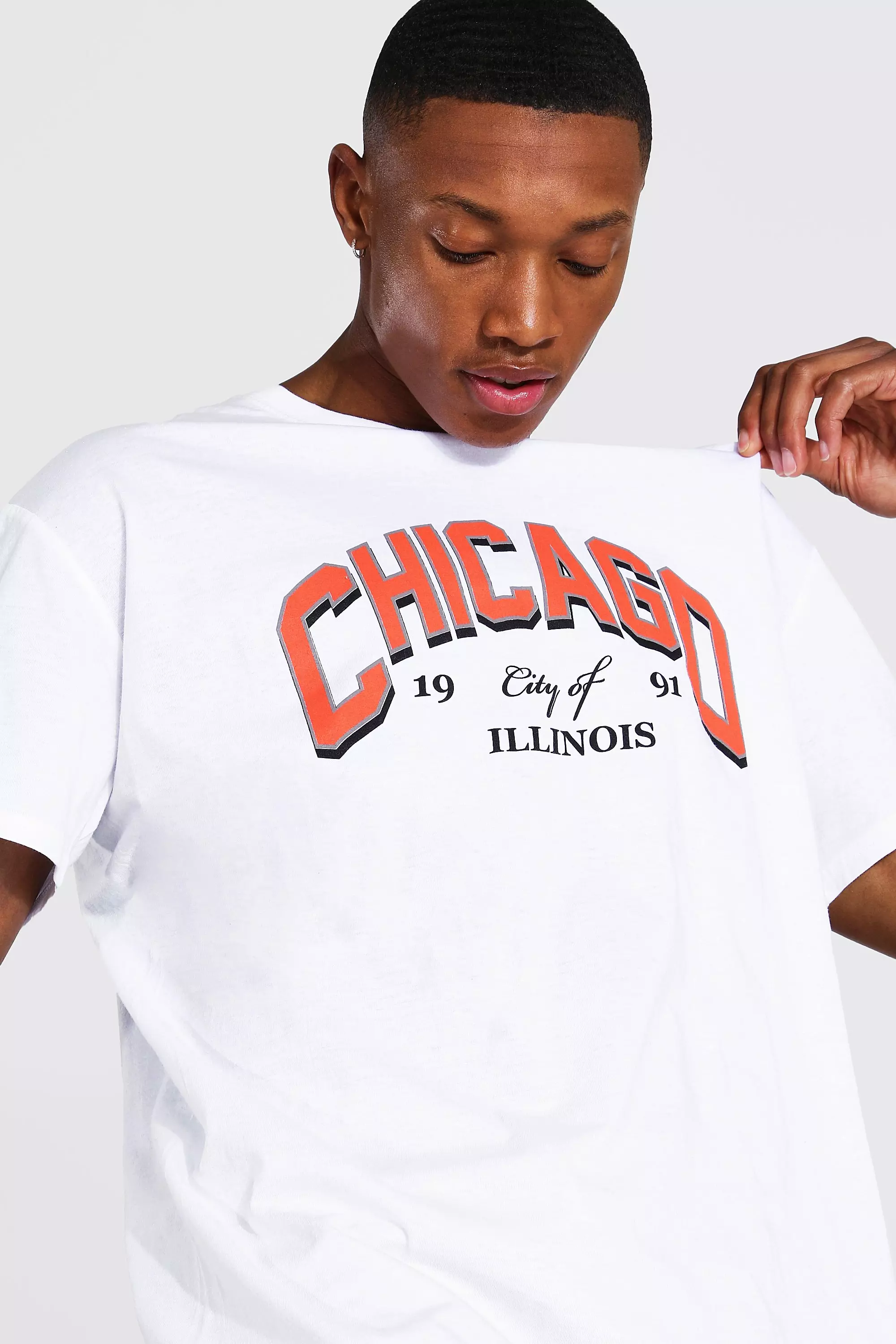 Oversized Chicago Print T-Shirt