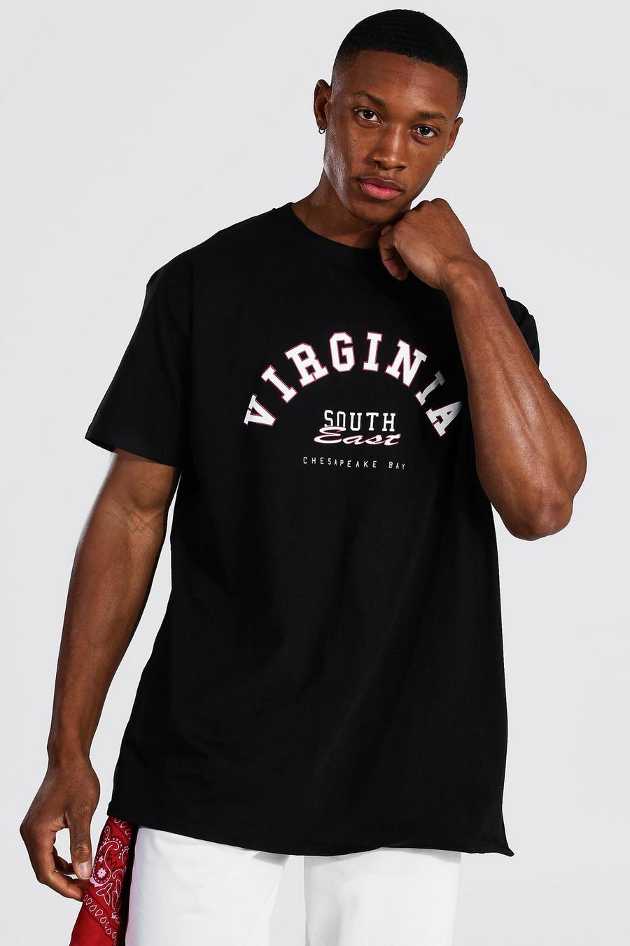 Black Oversized Virginia Varsity Graphic T-Shirt image number 1