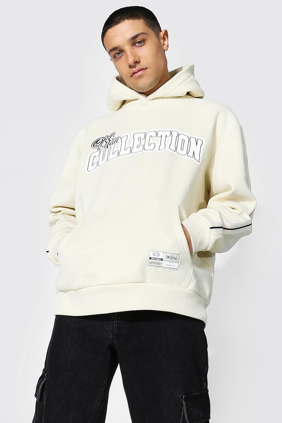 Sand Oversized Gestreepte Varsity Hoodie Collection image number 1