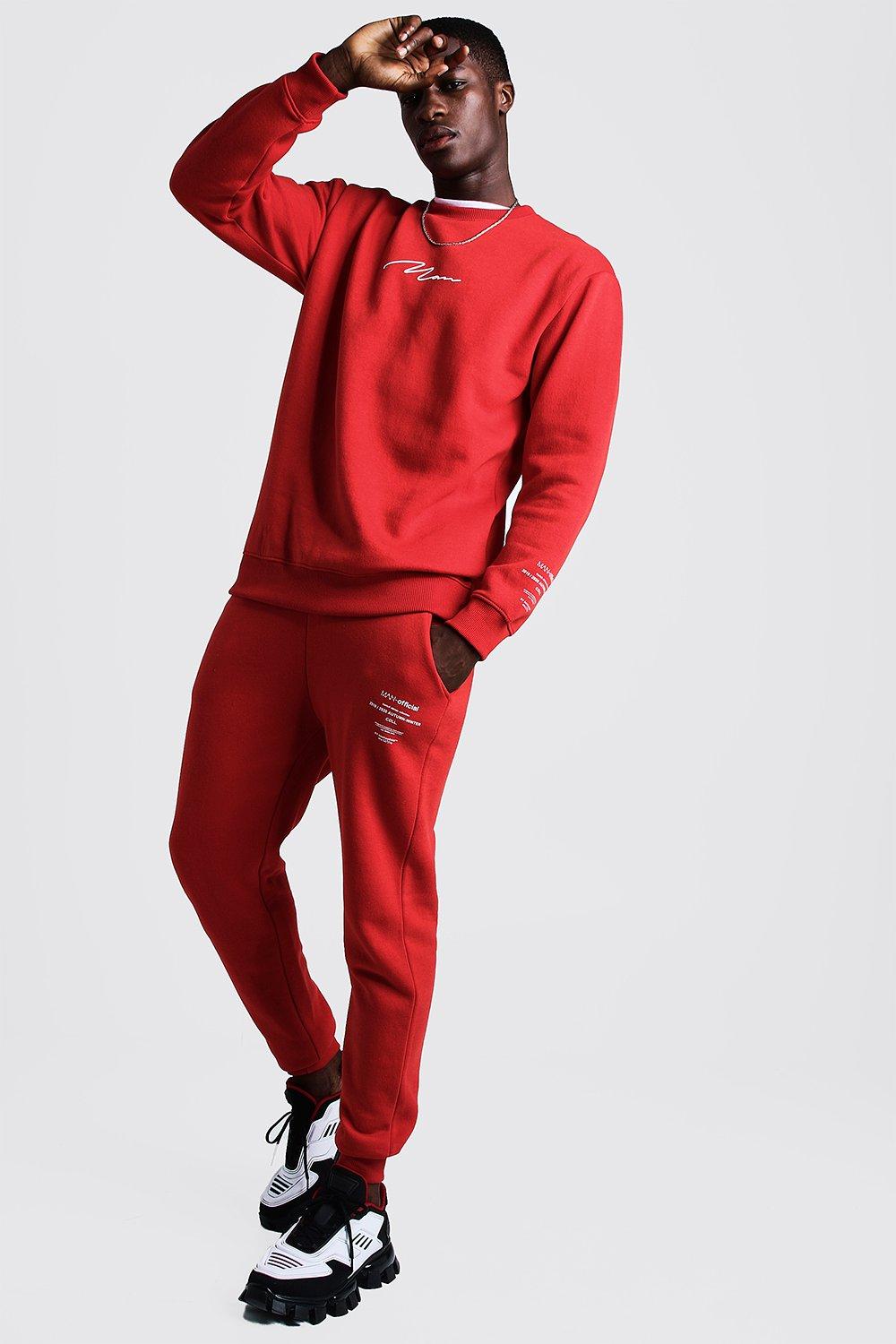 boohoo red tracksuit