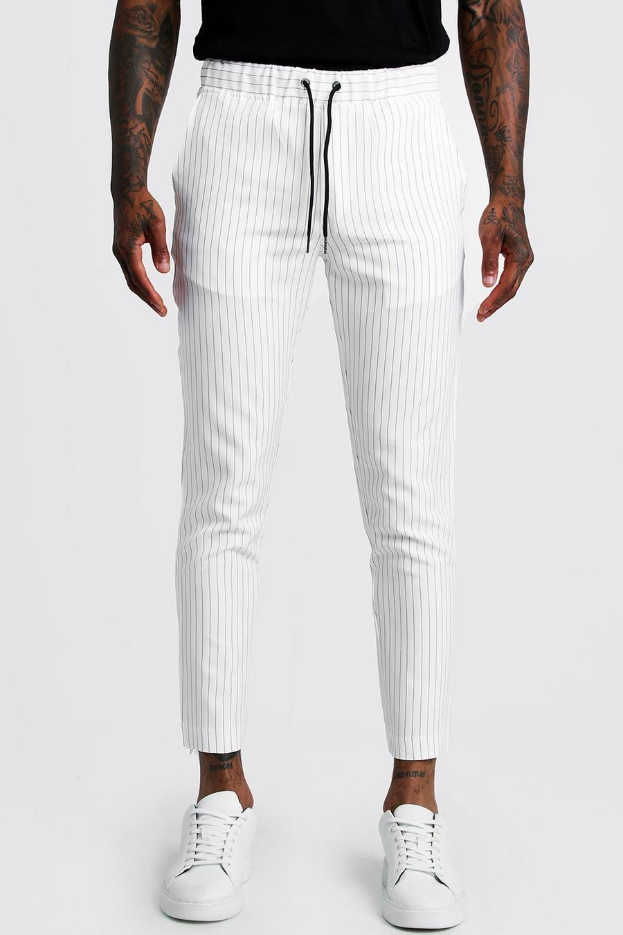 Pinstripe Cropped Smart Jogger Trouser image number 1