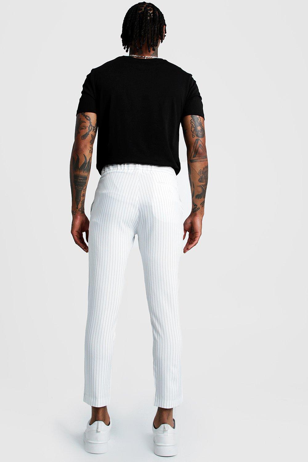Mens pinstripe cropped trousers shop