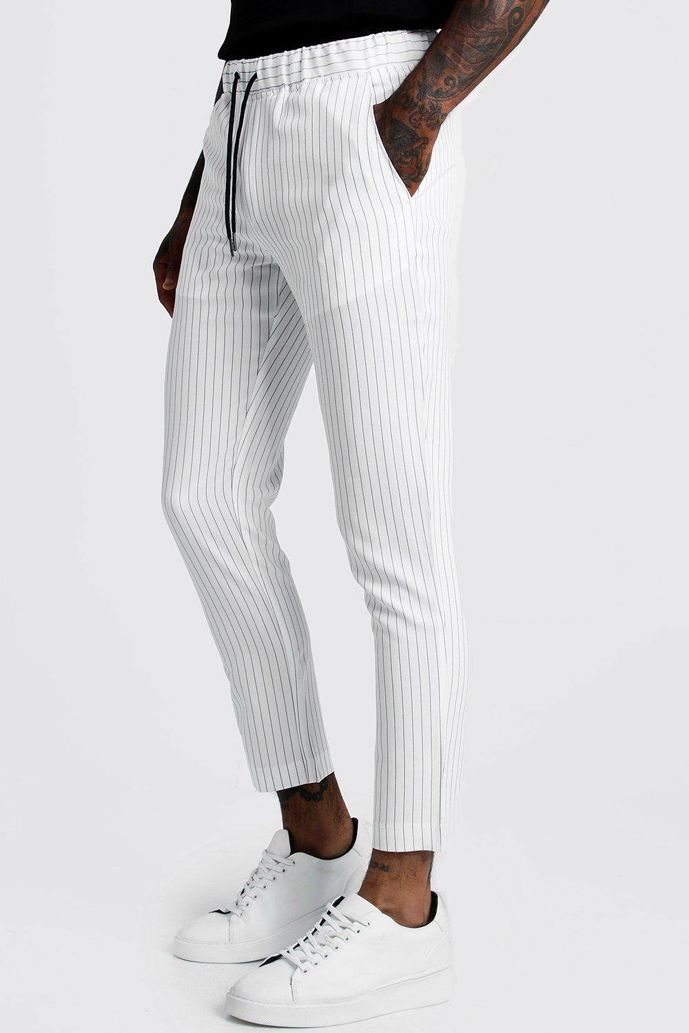 Pinstripe Cropped Smart Jogger Trouser