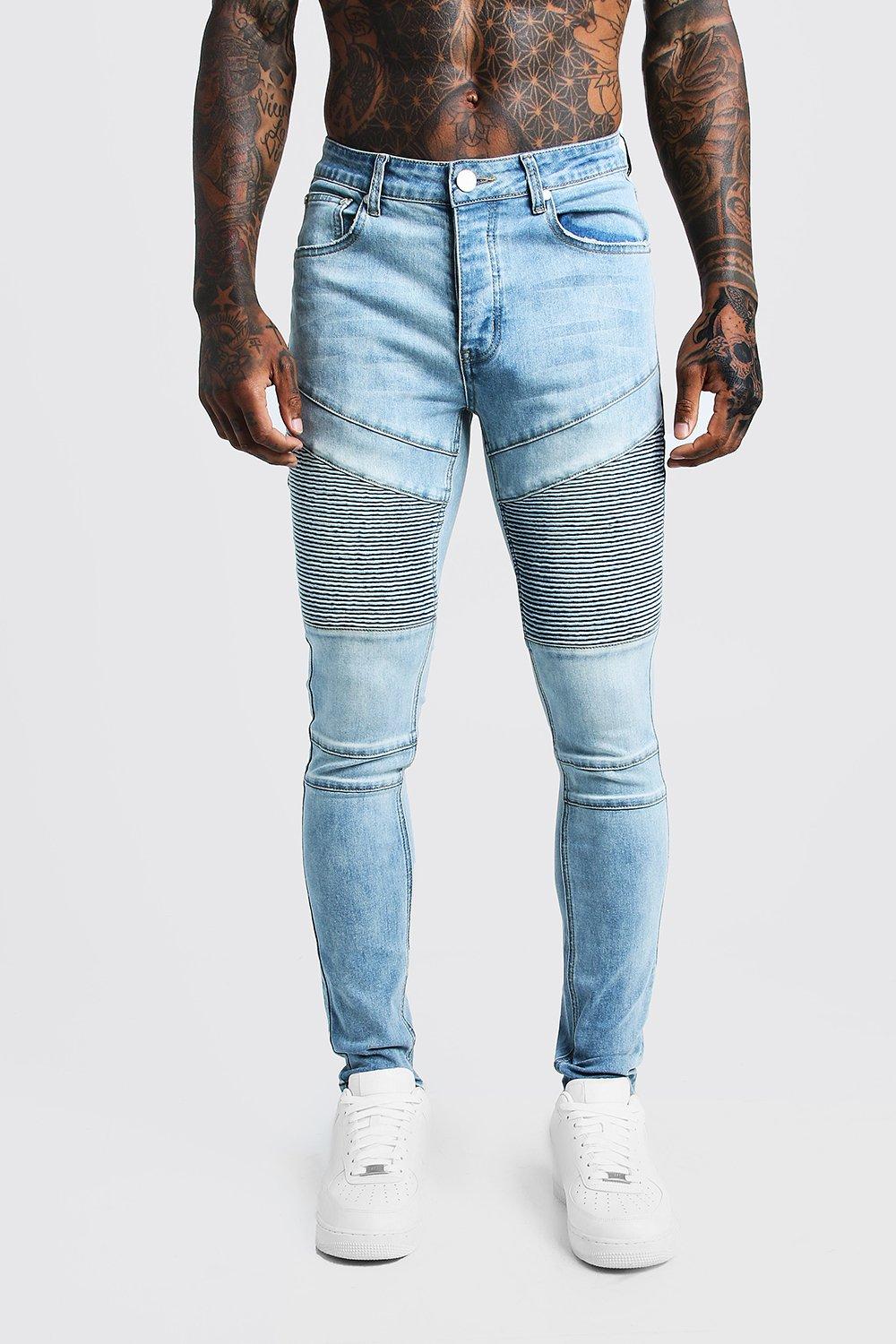 light blue biker jeans