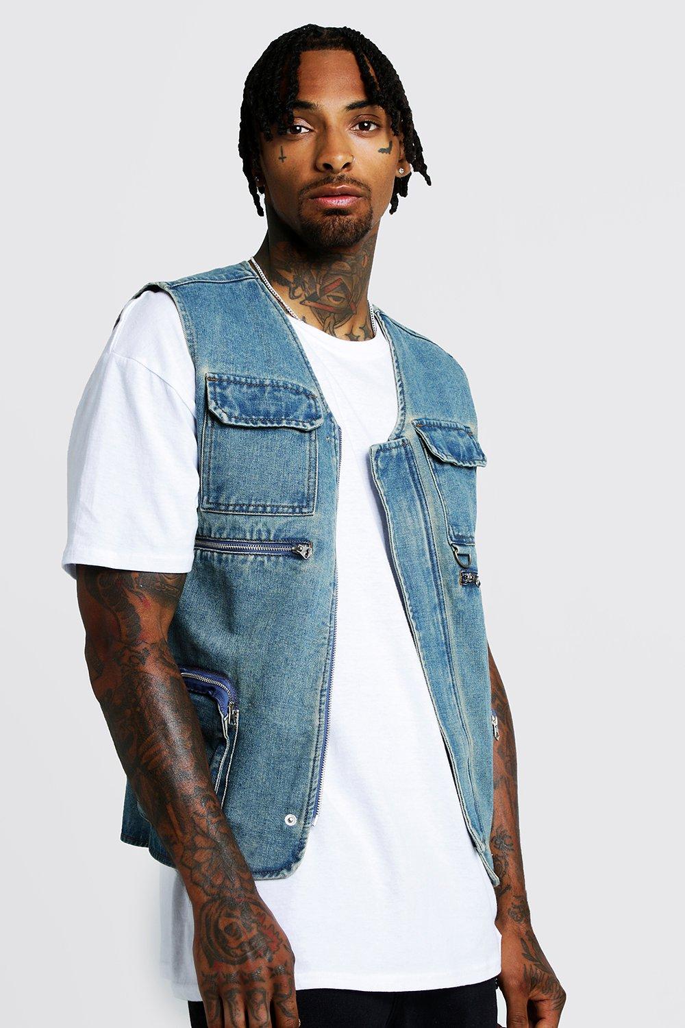 denim utility vest