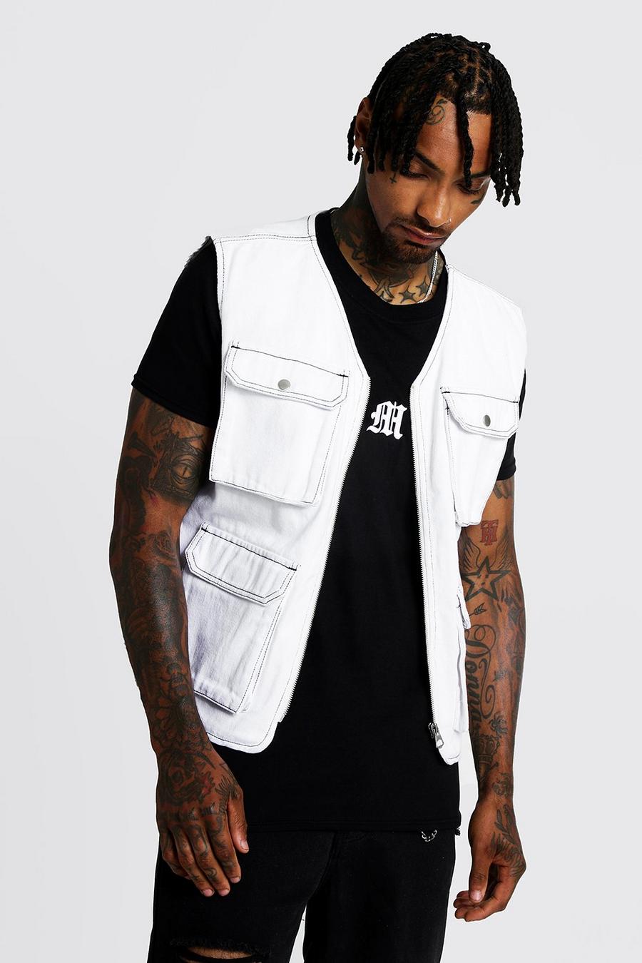 White Utility Tank With Contrast Stitch image number 1