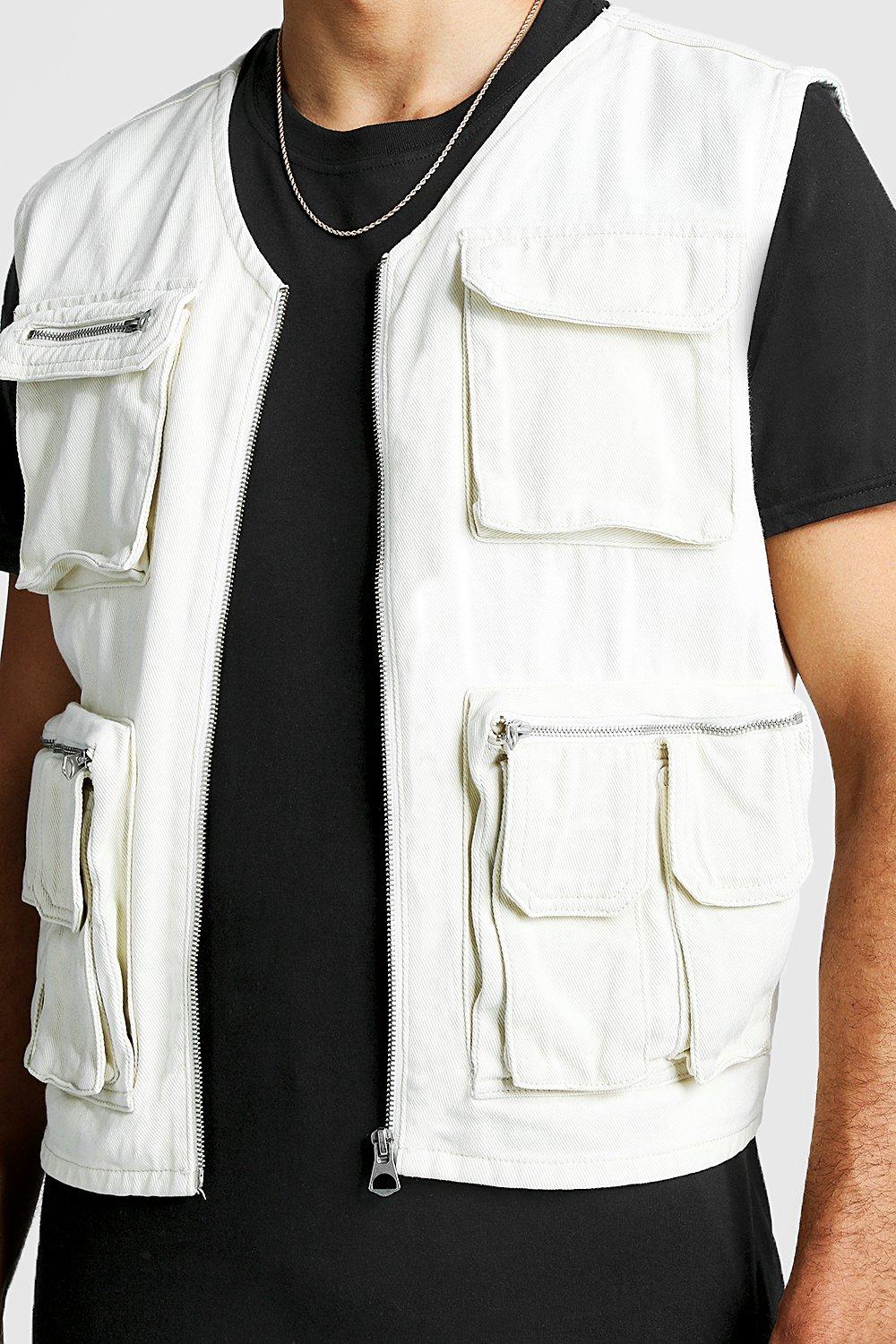 Mens white sale utility vest