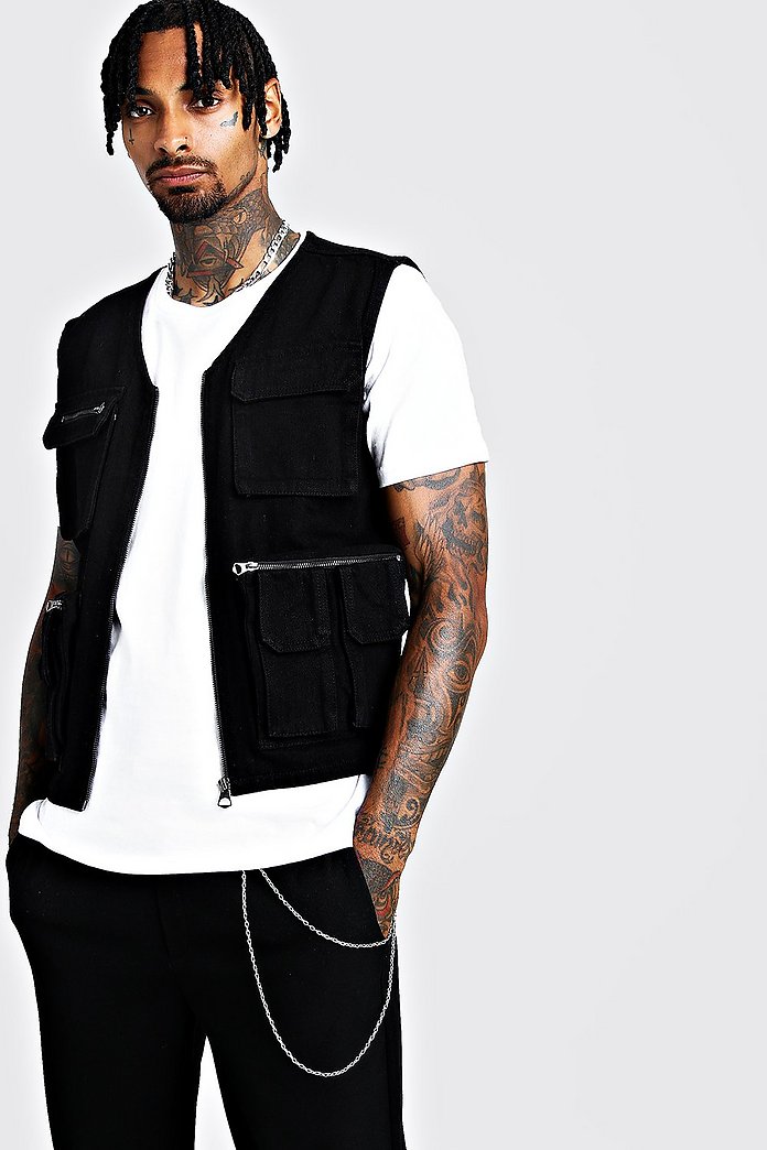 Denim Multi Pocket Utility Vest | boohoo Canada Denim Multi Pocket Utility Vest | boohoo Canada