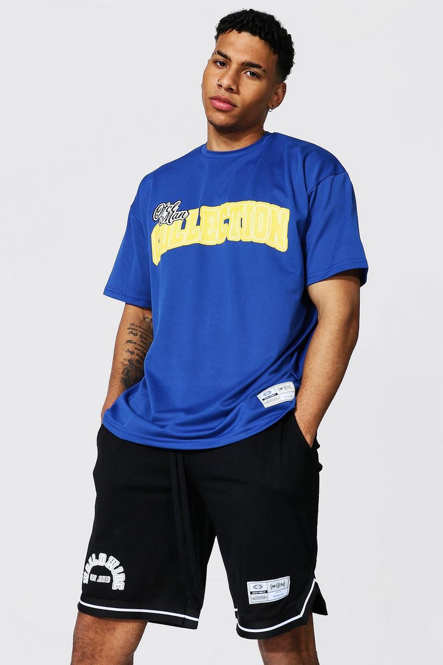 Camiseta ancha de la colección de estilo universitario, Azul marino image number 1
