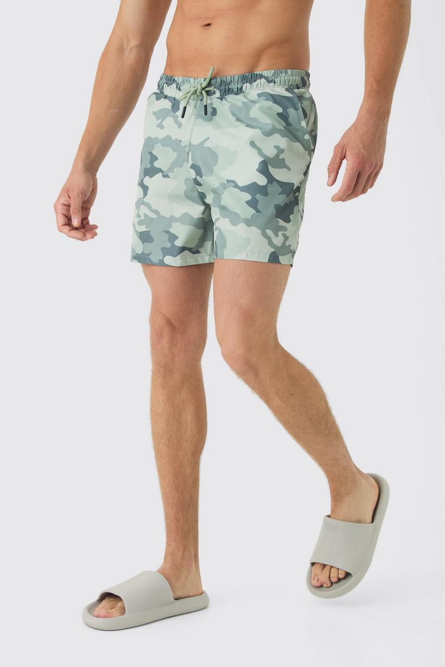 Camo Mid Length Swim Shorts image number 1