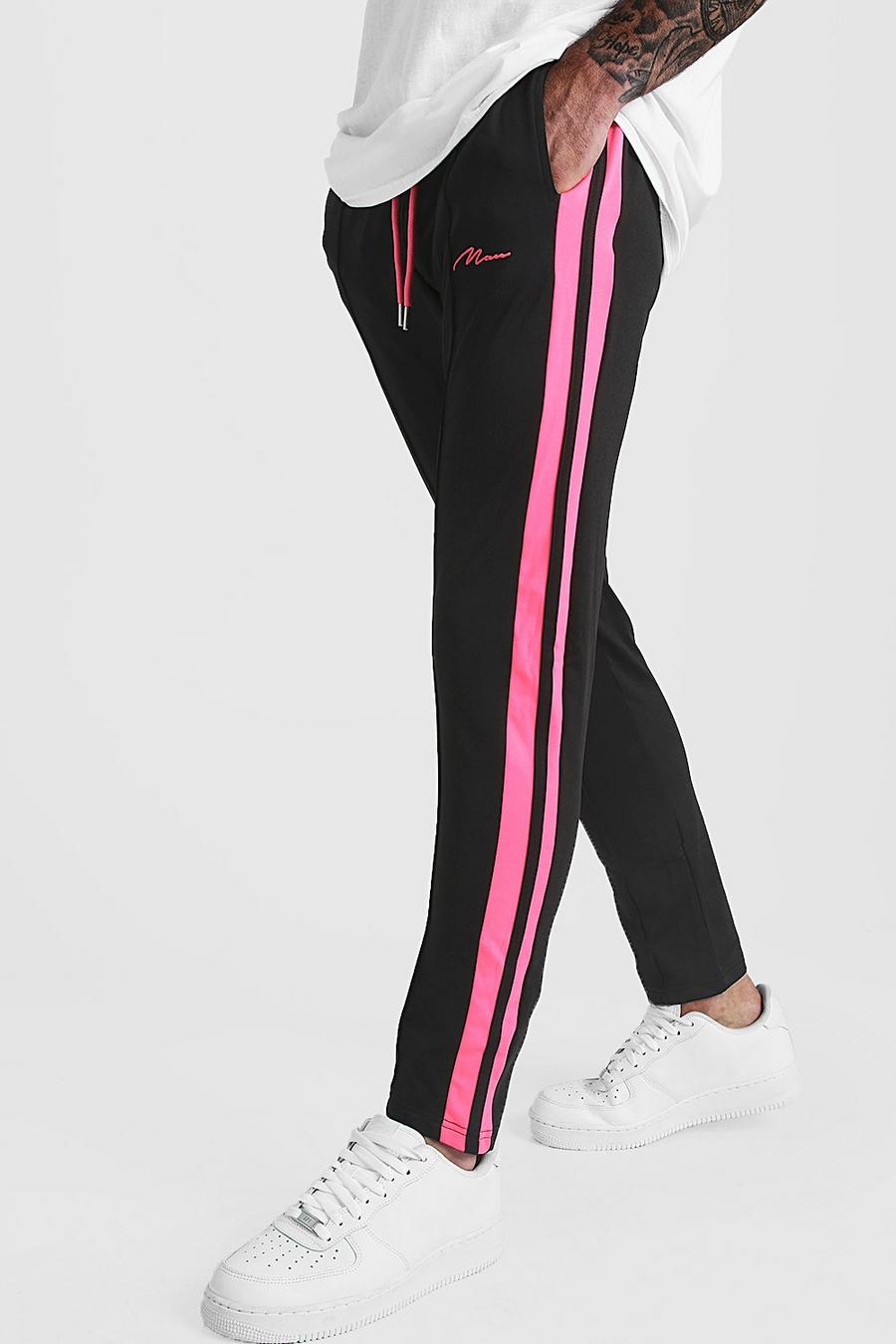 Slim Fit Man Signature Track Pants With Neon Stripe image number 1