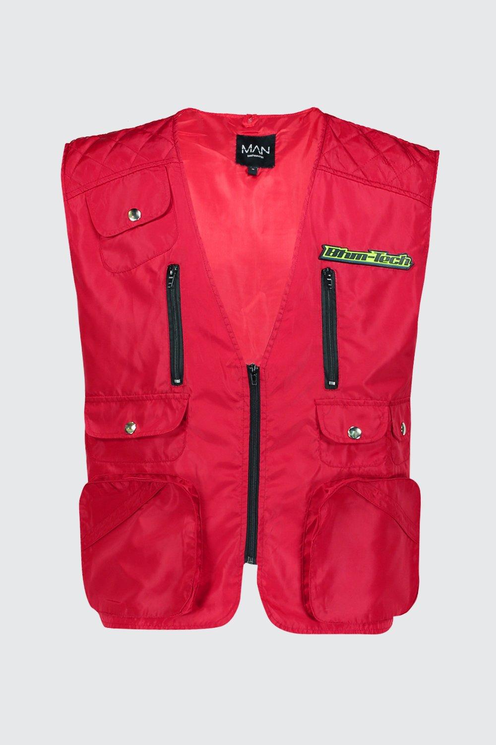 red utility jacket