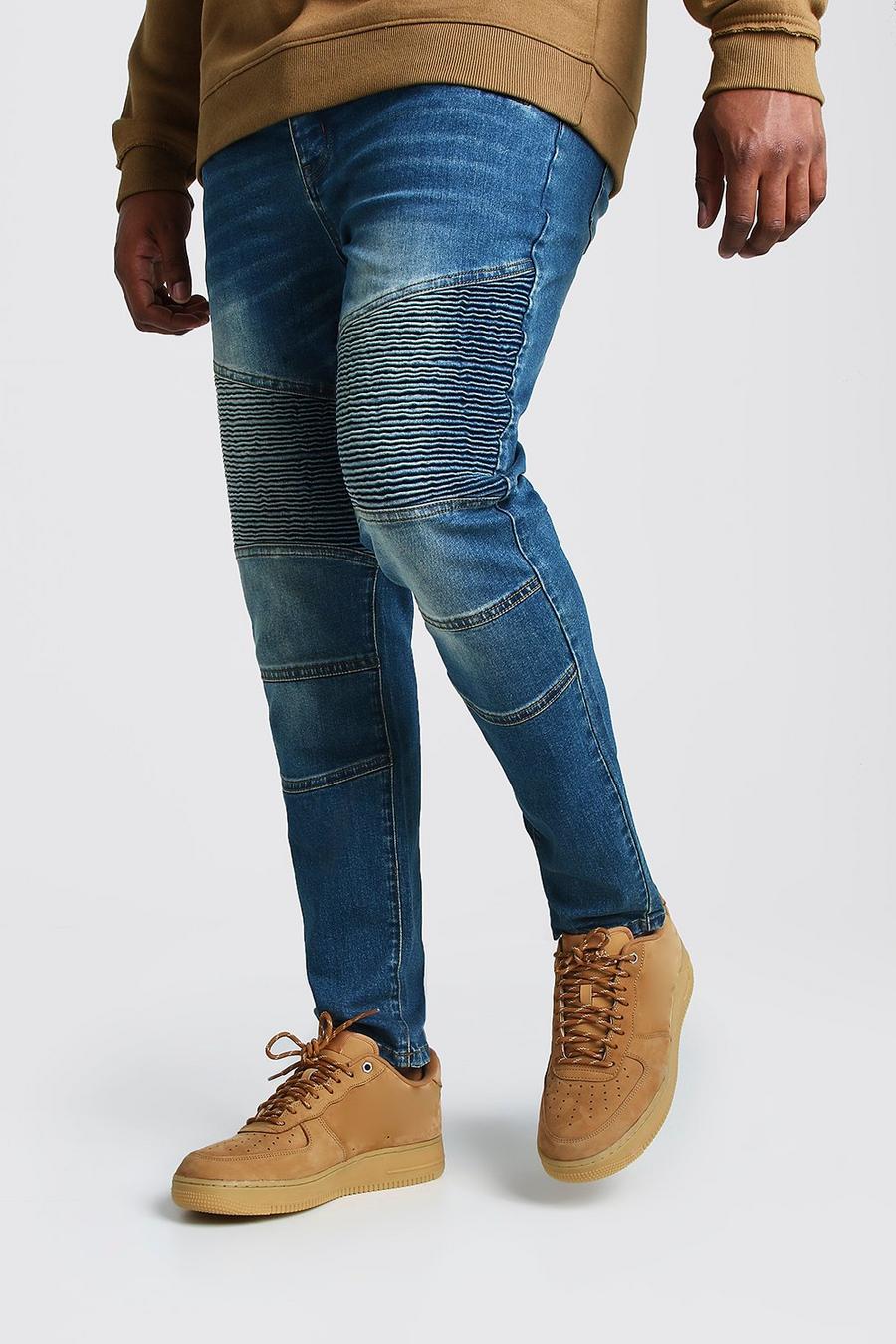 Mid blue Big & Tall - Biker jeans i skinny fit image number 1