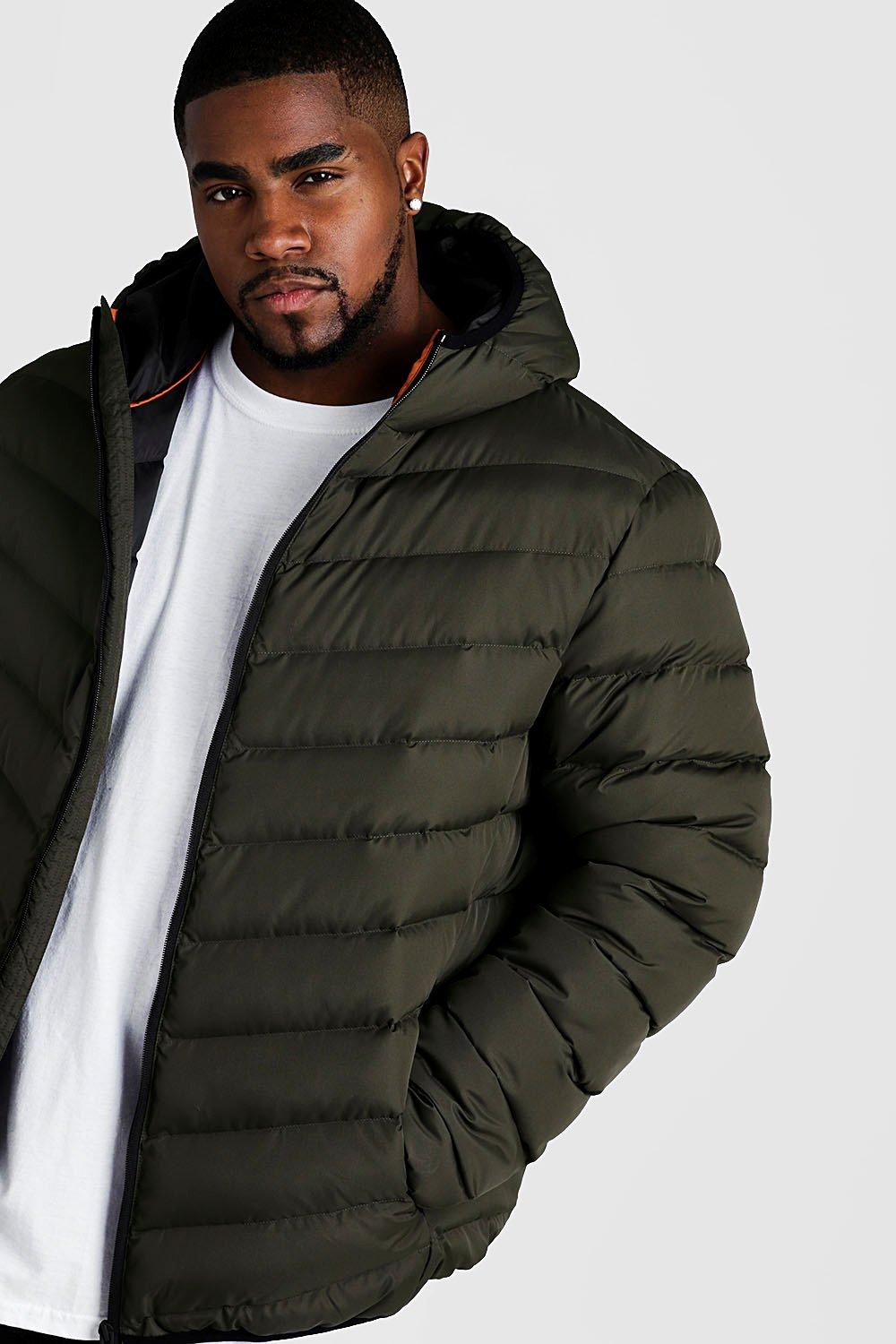 Big Tall Quilted Zip Jacket With Hood boohoo
