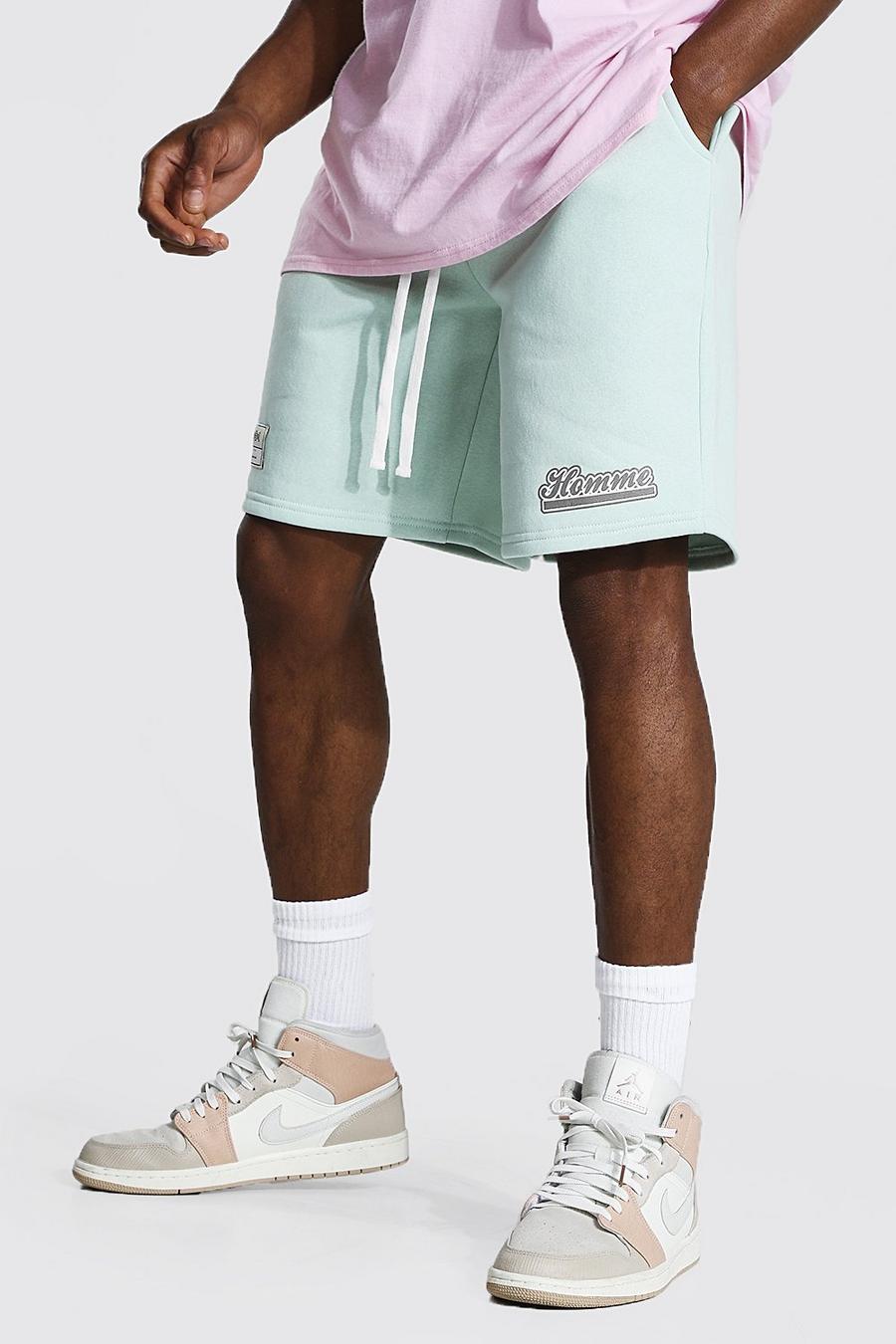 Basketball Jersey-Shorts mit Homme-Print, Grün image number 1