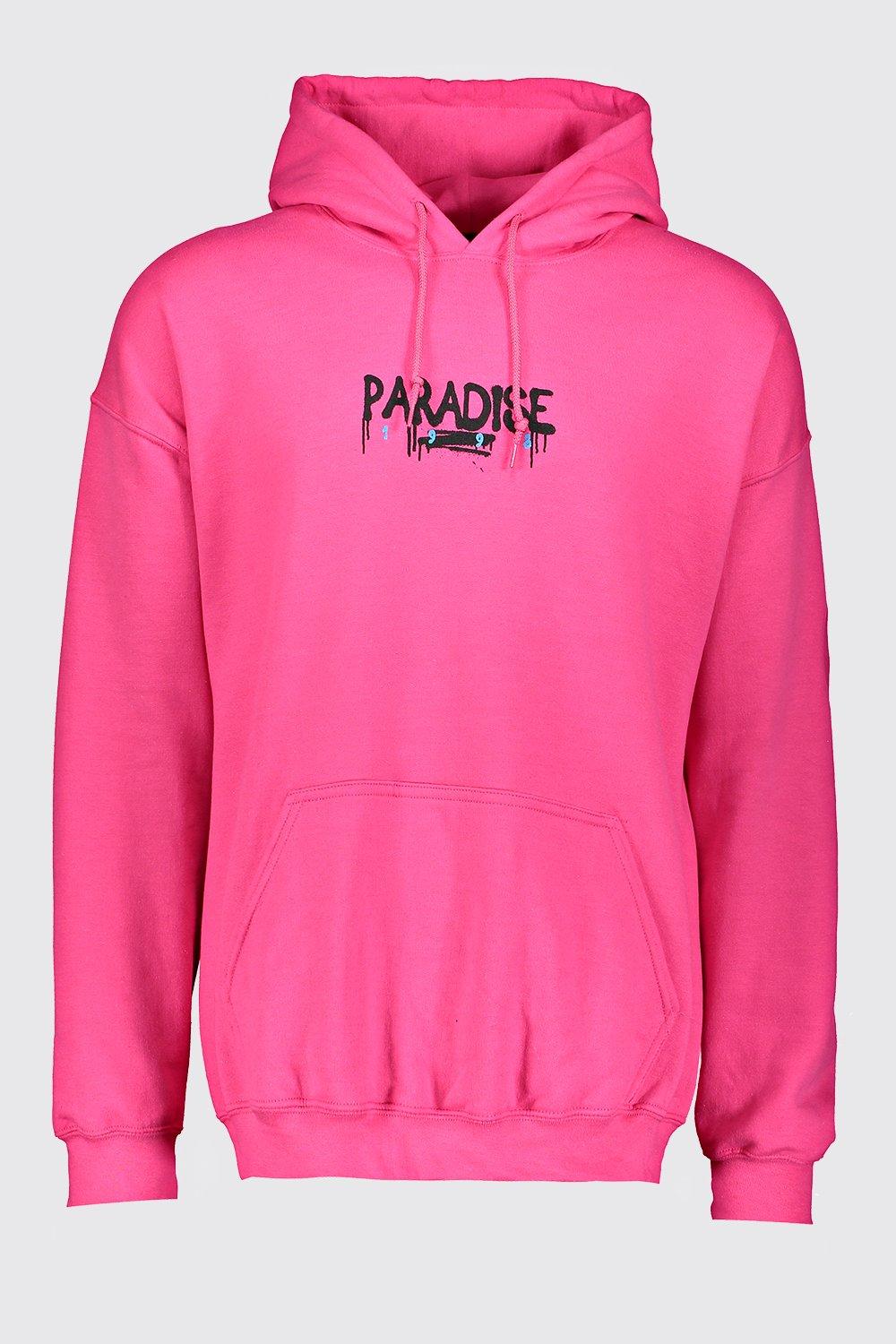 Men s Oversized Paradise Print Hoodie boohoo