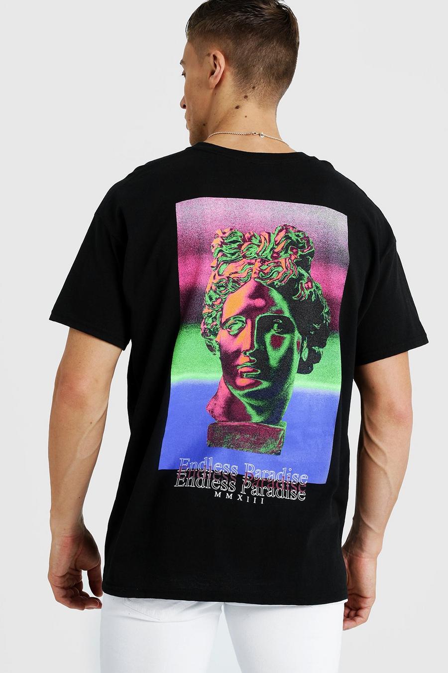 Black "Endless paradise" oversize t-shirt med tryck image number 1