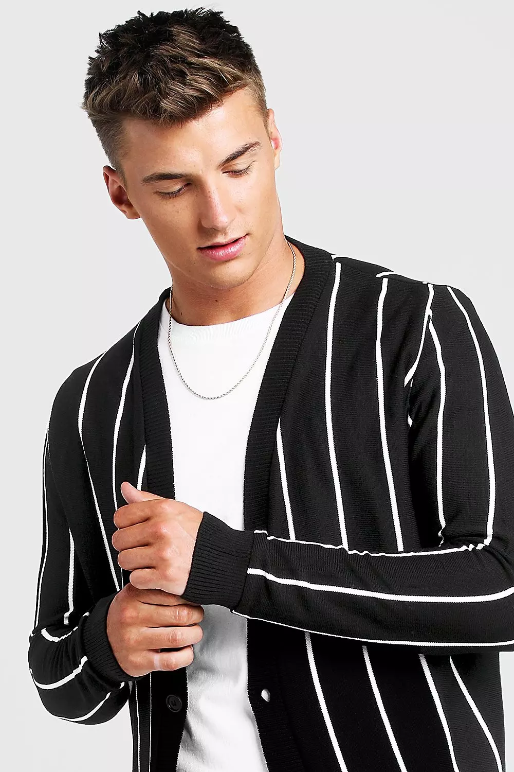 Black and white 2024 vertical striped cardigan