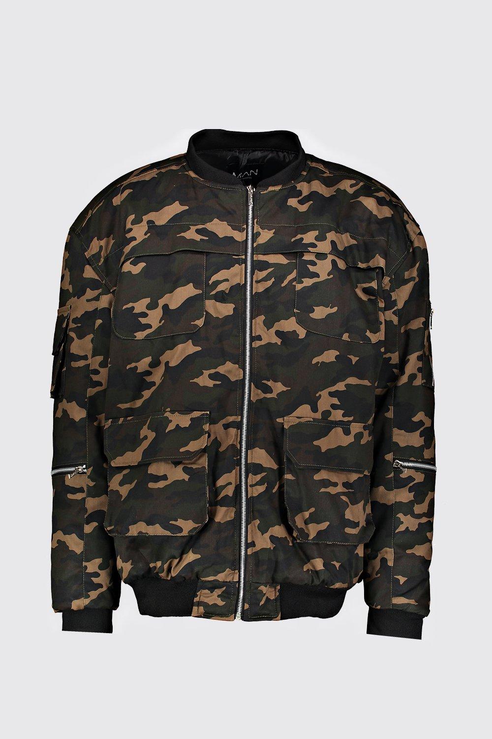 Big Tall Camo Utility Jacket boohoo